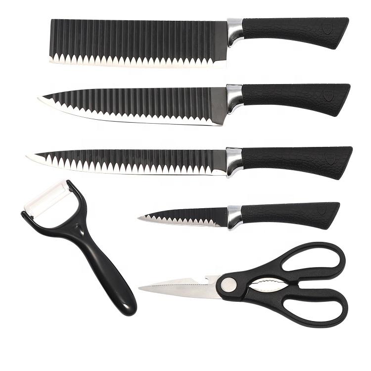 2285 Stainless Steel Knife Set With Chef Peeler And Scissor (6 Pieces) - Zidbik