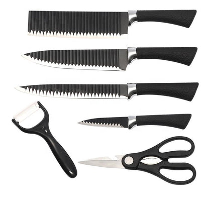 2285 Stainless Steel Knife Set With Chef Peeler And Scissor (6 Pieces) - Zidbik