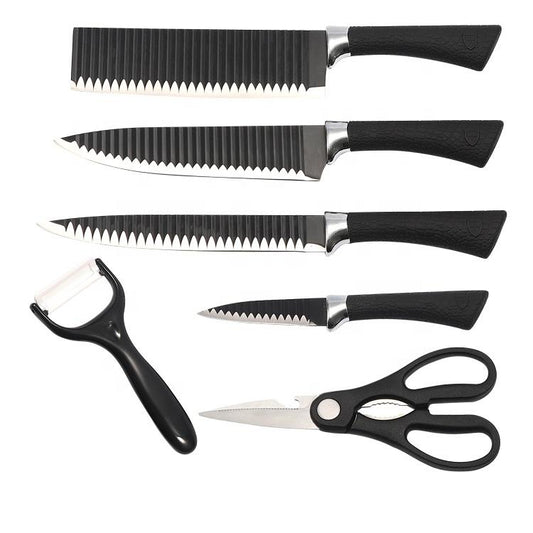 2285 Stainless Steel Knife Set With Chef Peeler And Scissor (6 Pieces) - Zidbik