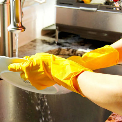 4854 2 Pair Med Yellow Gloves For Types Of Purposes Like Washing Utensils Gardening And Cleaning Toilet Etc. - Zidbik