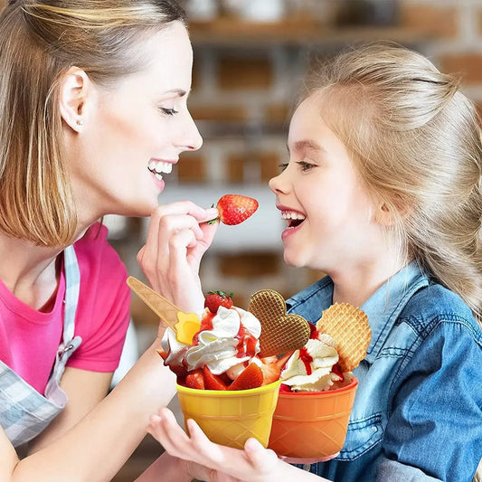 5321 Ice Cream Bowl Spoon Set Plastic Solid Colour Cream Cup Couple Bowl With Spoon. Ice Cream Spoon Bowl Set 12 Pc Set Of Ice Cream Bowl Spoon (Multi Color) - Zidbik