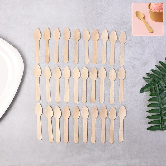 110mm Wooden Tea Spoon 30 Pcs Pack - Zidbik