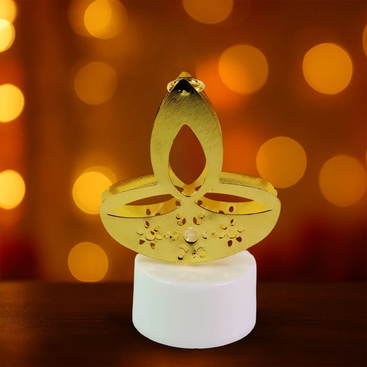 Golden Diya Shaped Led Tealight Candles (12 Pc) - Zidbik