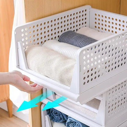 7732 3 Layer Clothes Organizer For Wardrobe Cupboard Organizer For Clothes Foldable And Stackable Closet Organizer Drawer Organizer For Clothes Multi Purpose Plastic Drawer - Zidbik
