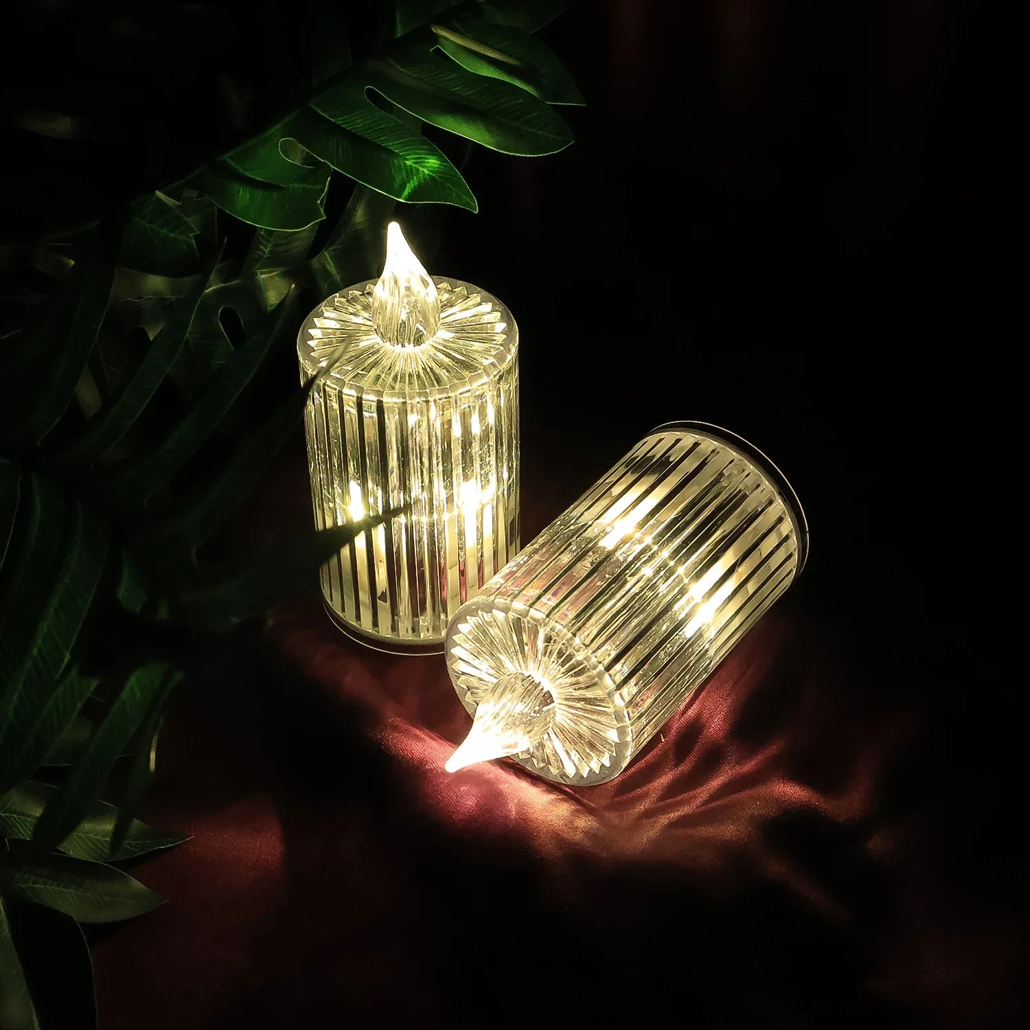 Premium Crystal Effect Led Flameless Candle Lights (5 Pc) - Zidbik