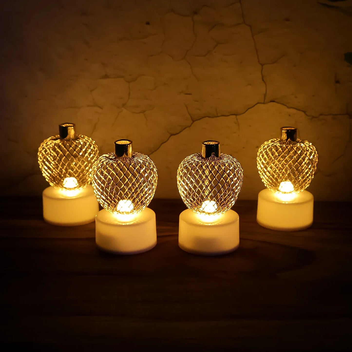 Decorative Apple Shape Led Tealight Candles - (4 Pc) - Zidbik