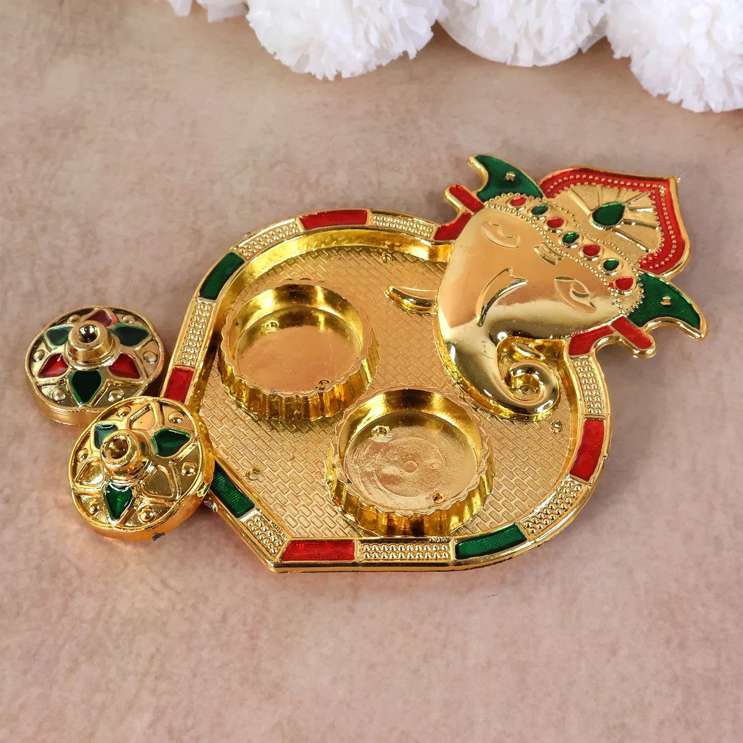 Ganesh Design Decorative Kumkum Box - (1 Pc) - Zidbik
