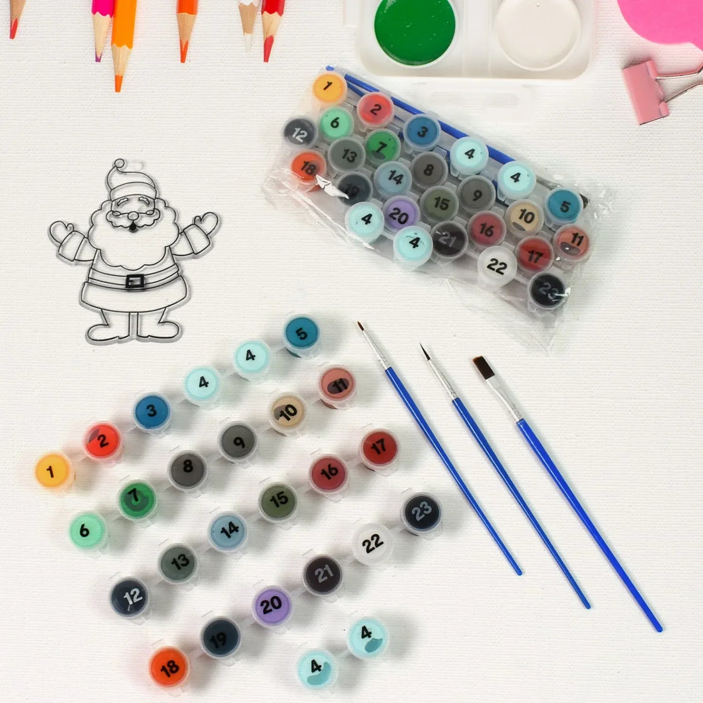 Paint By Number Kits 2 Set 24 Number Color 6 Paint Brushes (2 Set) - Zidbik