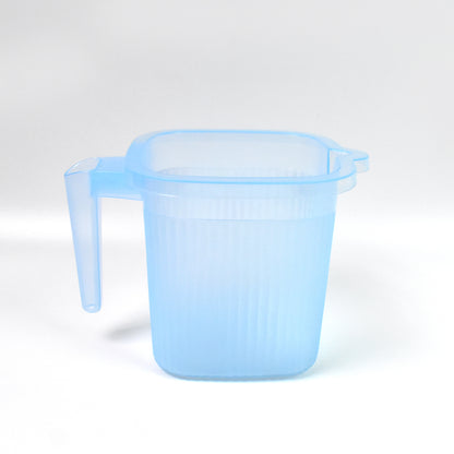 Plastic Square Transparent  Bath Water Mug (1 Pc  1000 Ml  Mix Color) - Zidbik
