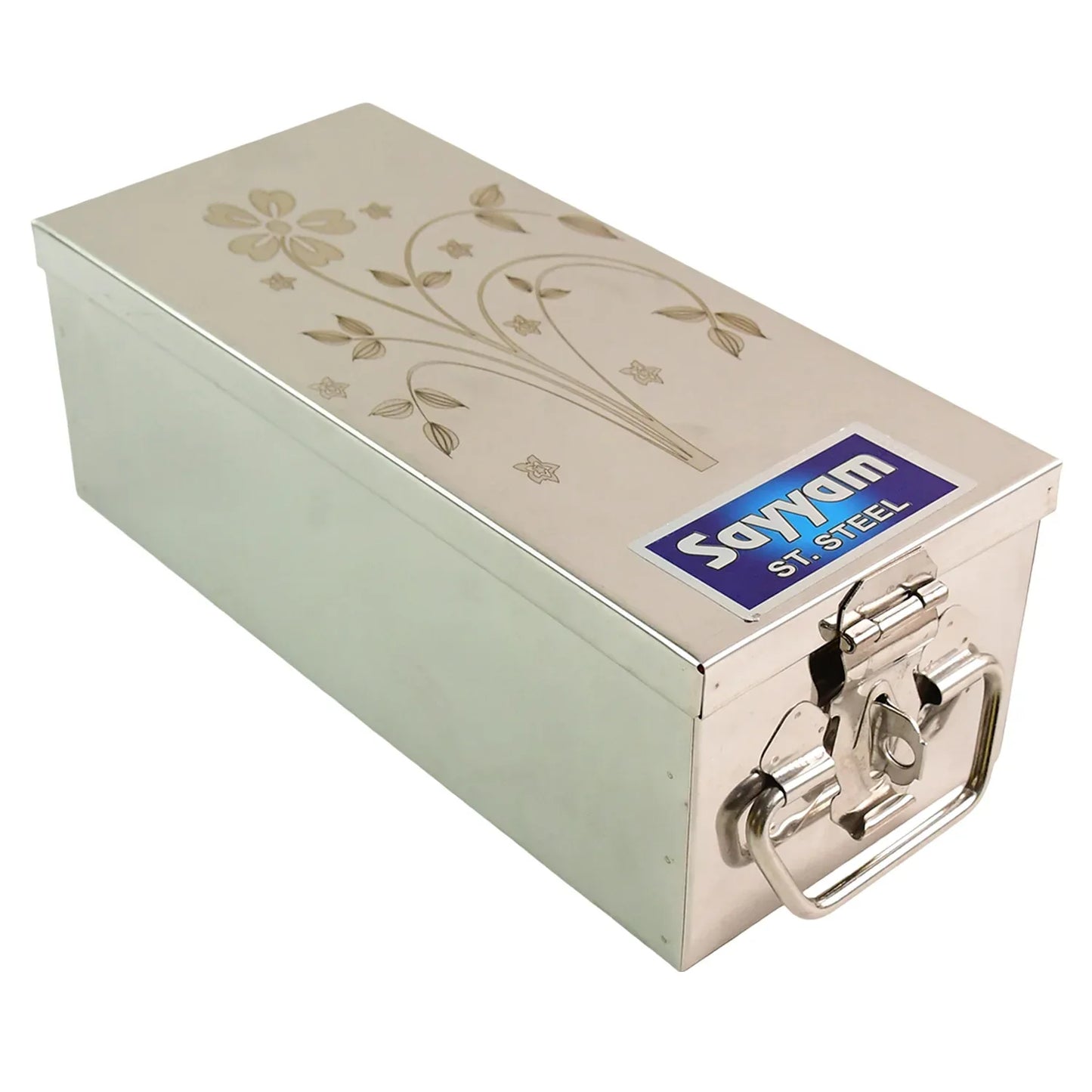 Premium Stainless Steel Velvet Lined Jewellery Storage Box With Lock And Red Interior - Zidbik