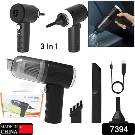 7394 3 In 1 Car Mini Vacuum Cleaner With Blower Wireless Portable Rechargeable Handheld High Power Suction Vacuum Cleaning Machine For Home Car Computer Keyboard Cordless Air Blowing Dusting - Zidbik
