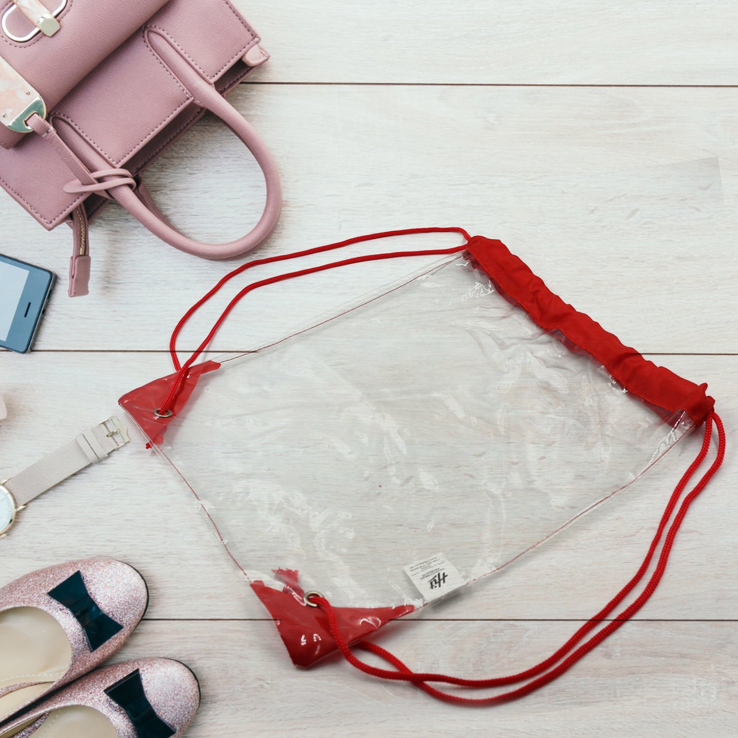 8005 Plastic Waterproof Pouch Transparent Stadium Bags Clear String Bag For Gym Concert Travel Beach Swimming Sport - Zidbik