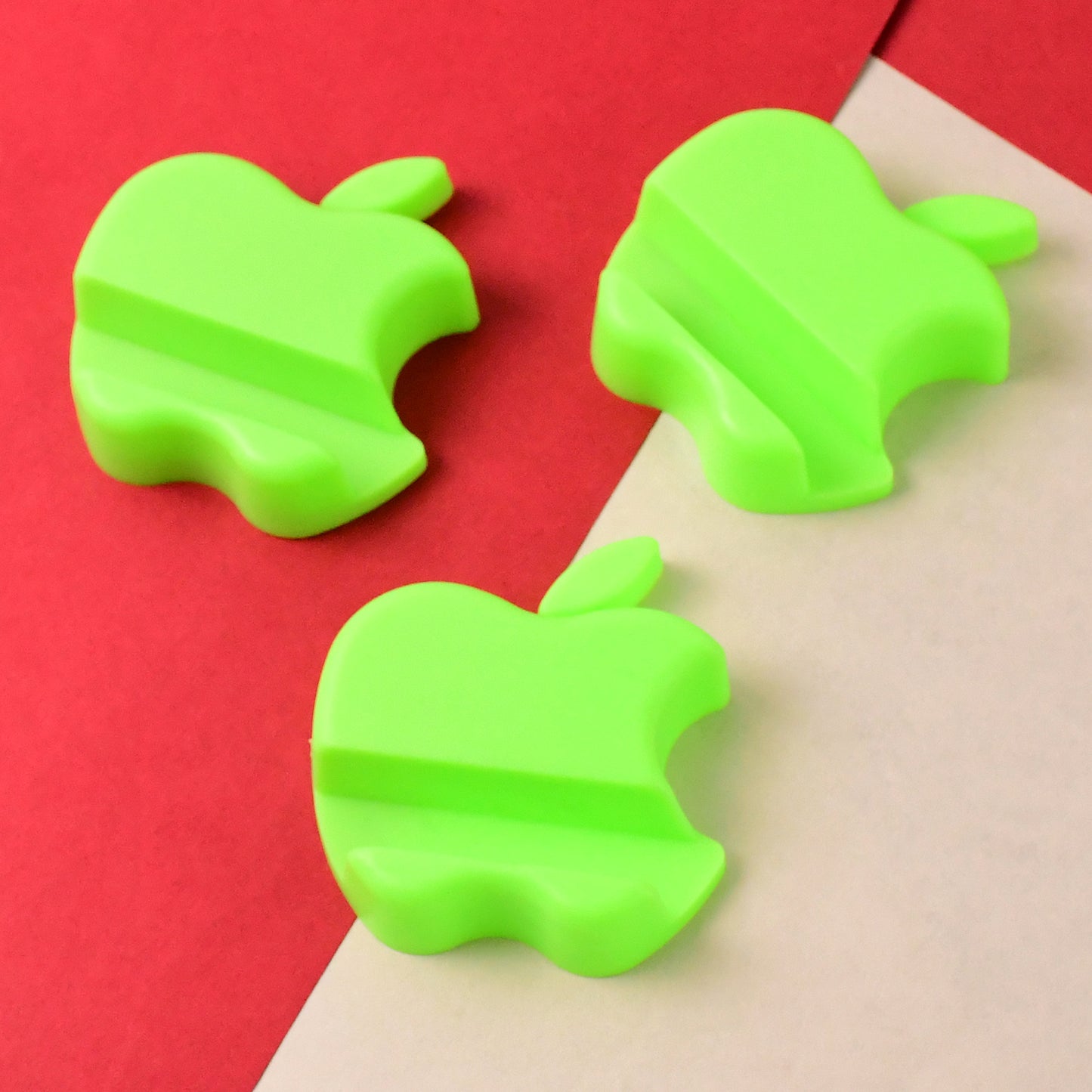 Apple-shaped Plastic Mobile Phone Holder (3 Pc  Mix Color) - Zidbik