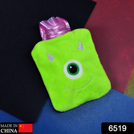 6519 Green One Eye Monster Print Small Hot Water Bag With Cover For Pain Relief Neck Shoulder Pain And Hand Feet Warmer Menstrual Cramps. - Zidbik
