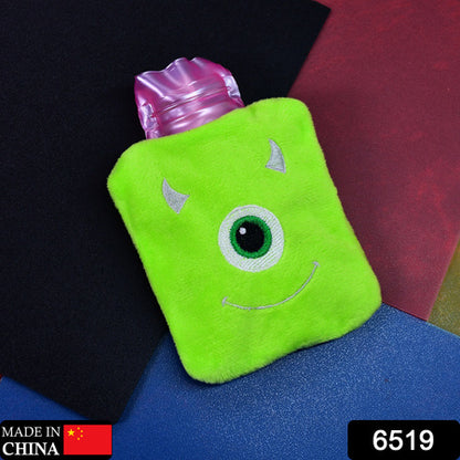 6519 Green One Eye Monster Print Small Hot Water Bag With Cover For Pain Relief Neck Shoulder Pain And Hand Feet Warmer Menstrual Cramps. - Zidbik