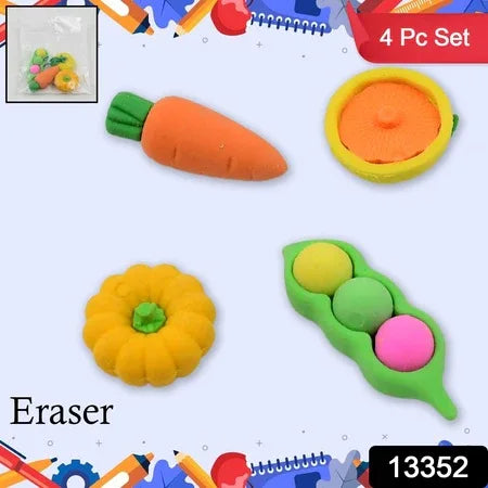 Mix Design Fancy Stylish Colorful Erasers (1 Set 4 Pc Set) - Zidbik