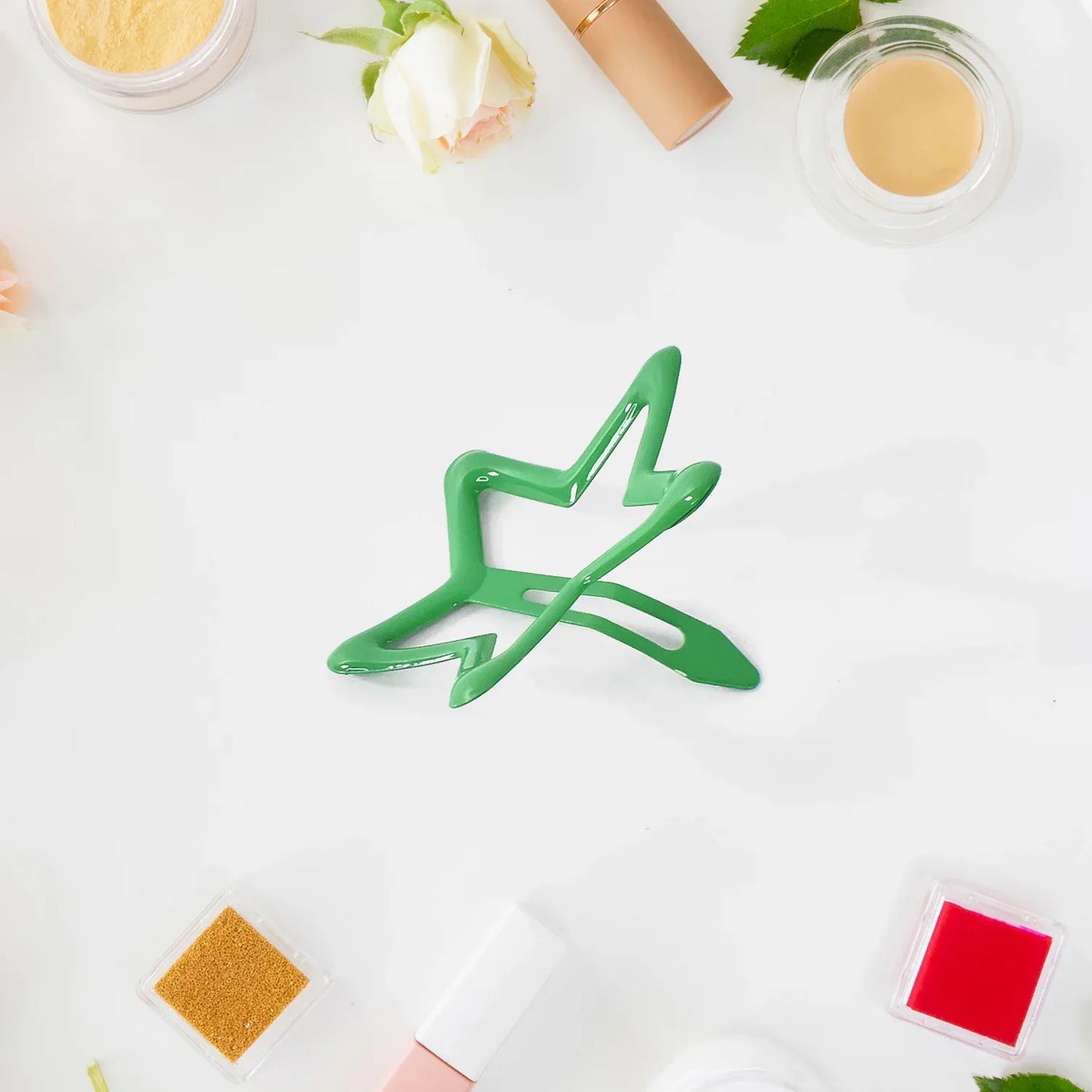 Metal Printed Star Shape Hair Clips (10 Pcs Set) - Zidbik