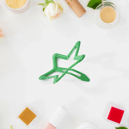 Metal Printed Star Shape Hair Clips (10 Pcs Set) - Zidbik