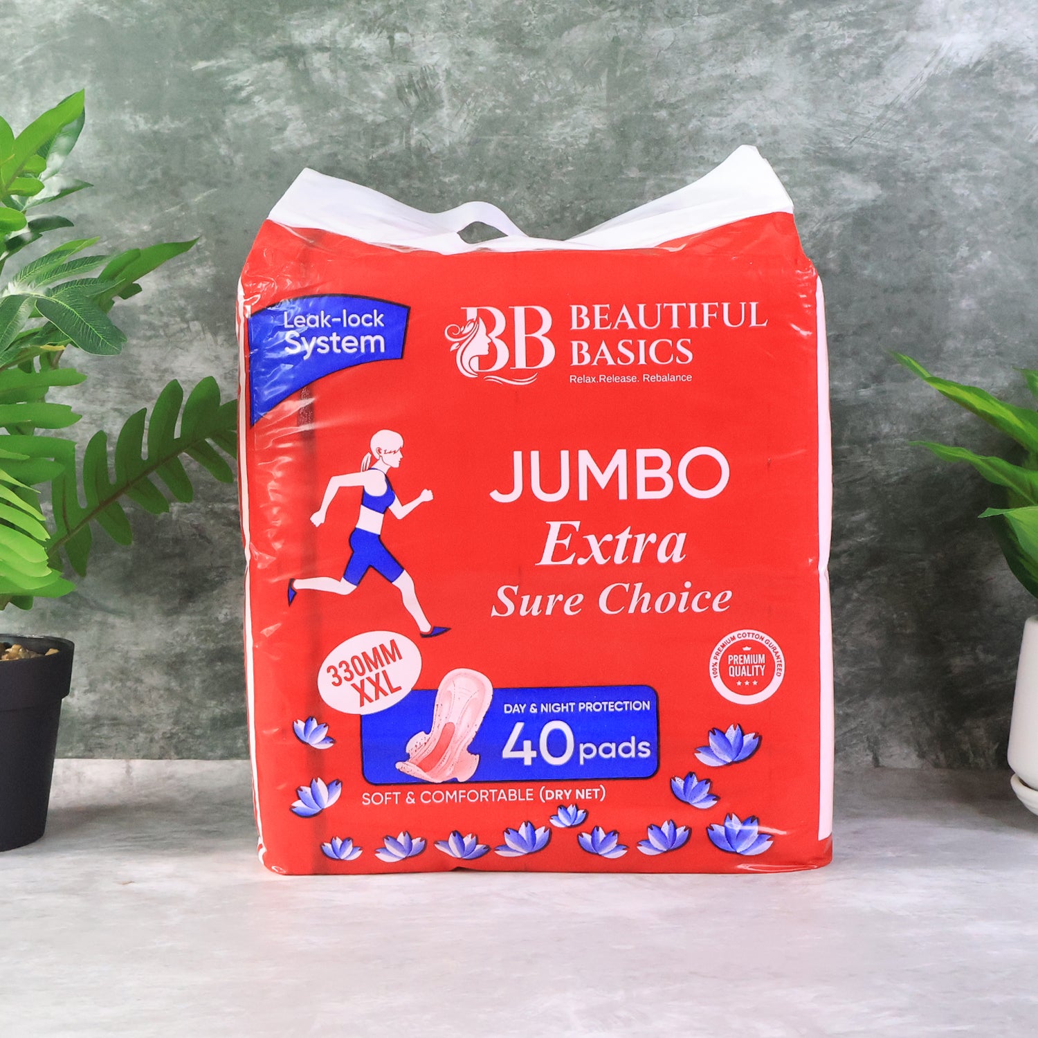 Beautiful Basics Jumbo Extra Sure Choice Sanitary Pads Xxl 330mm (40 Pc) - Zidbik
