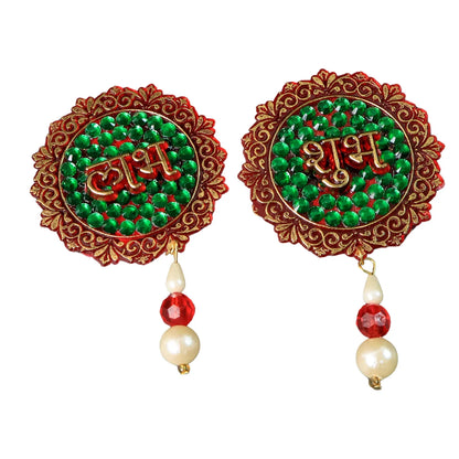 Shubh Labh Beaded Decorative Door Hanging (2 Pc) - Zidbik