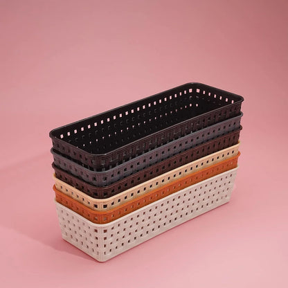 8787 Plastic Multipurpose Desk Organizer Tray Office Drawer Dividers Storage Bins For Kitchen Bathroom Office Makeup Bedroom Dresser Craft Basket Rack Multicolour (6 Pcs Set) - Zidbik