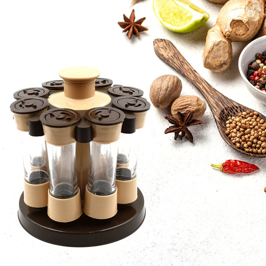 5986  360 Revolving Spice Rack For Kitchen And Dining Table 8 Spice Jars With 120 Ml Condiment Set Herb Seasoning Organizer - Zidbik