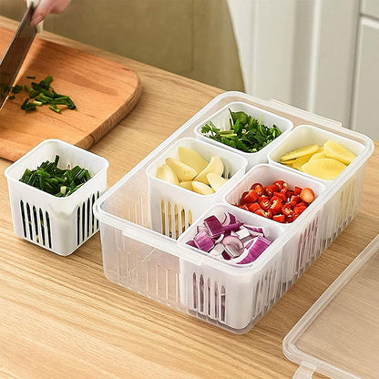 5598 Fridge Storage Boxes Freezer Storage Containers Container For Kitchen Storage Set Storage In Kitchen Vegetable Storage Draining Crisper Refrigerator Food Box (1 Pc) - Zidbik