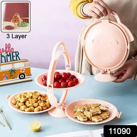3-layer Foldable Multi-purpose Snack Fruit Dessert Serving Stand (1 Pc) - Zidbik