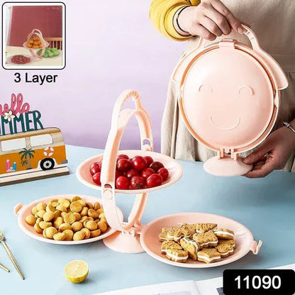 3-layer Foldable Multi-purpose Snack Fruit Dessert Serving Stand (1 Pc) - Zidbik