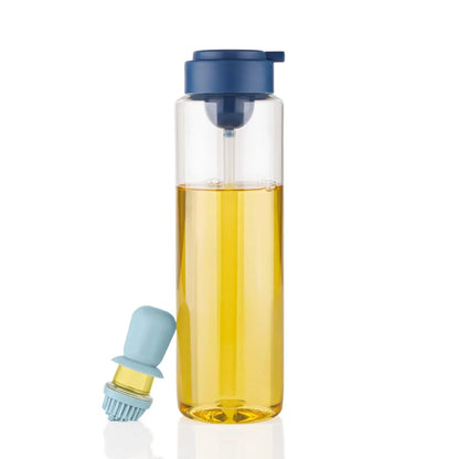 2 In 1 Transparent Oilar Dispenser With Silicone Oil Dropper Nozzle (1 Pc With Brush 1 Ltr.) - Zidbik