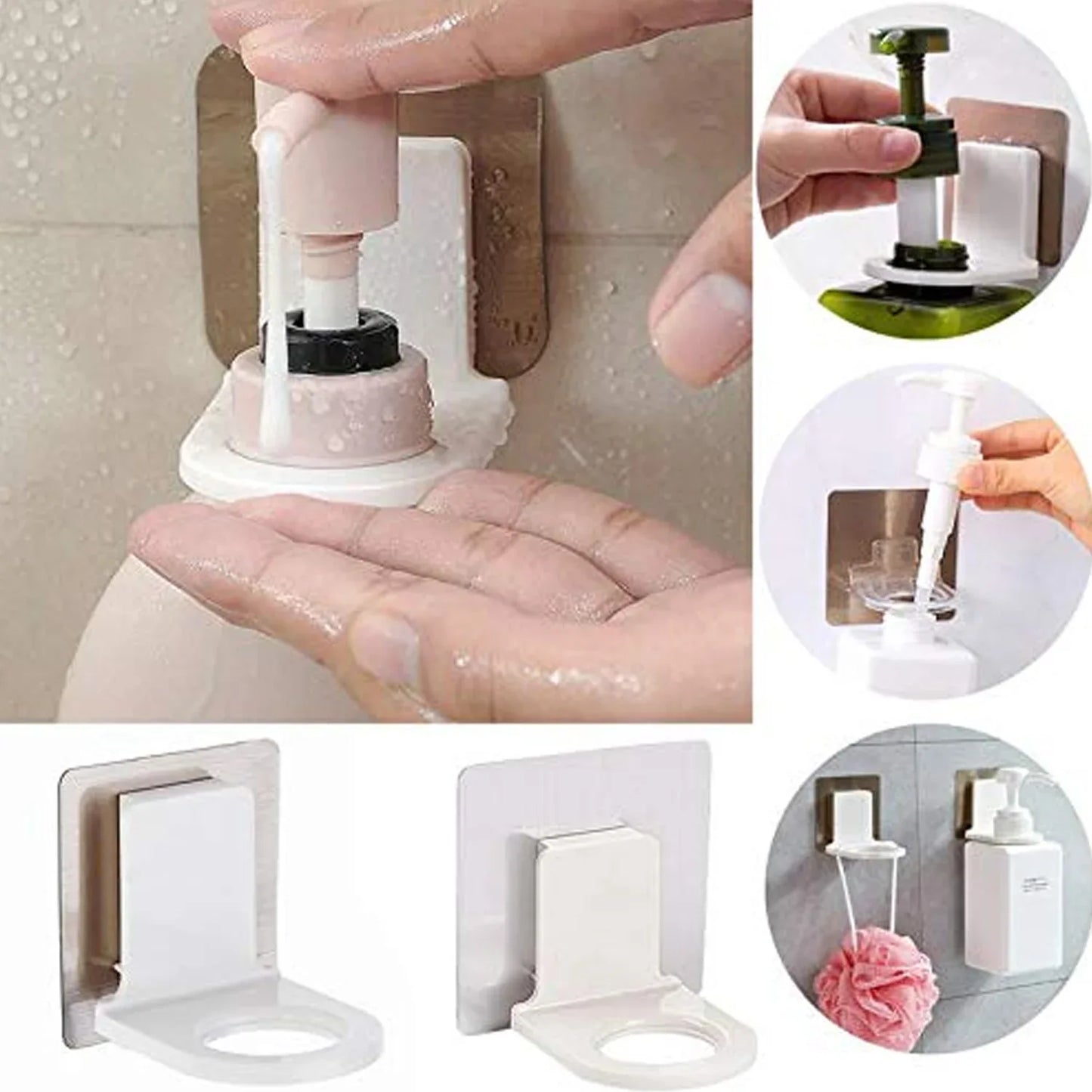 1158 Wall Mounted Self Sticky Hooks For Body Wash Shampoo Bottle Wall Storage Strong Adhesive Hook Power Plug Socket Hanger Holder Multi Color (1pc) - Zidbik