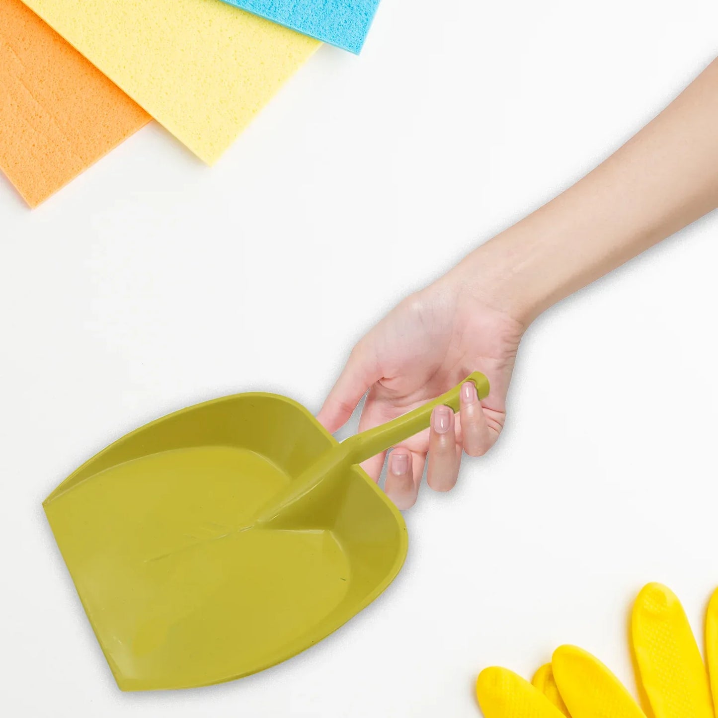 8732 Dustpan With Long Handle Dust Collection Dust Pan Tray For Kitchen Home Office Bathroom Etc (1 Pc Multicolor ) - Zidbik