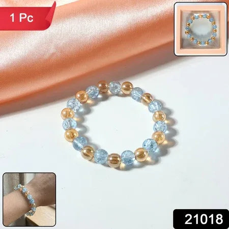 Elegant Dual-tone Crystal Beaded Stretch Bracelet (1 Pc) - Zidbik