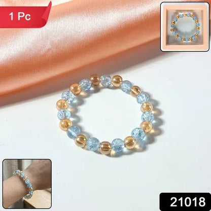 Elegant Dual-tone Crystal Beaded Stretch Bracelet (1 Pc) - Zidbik