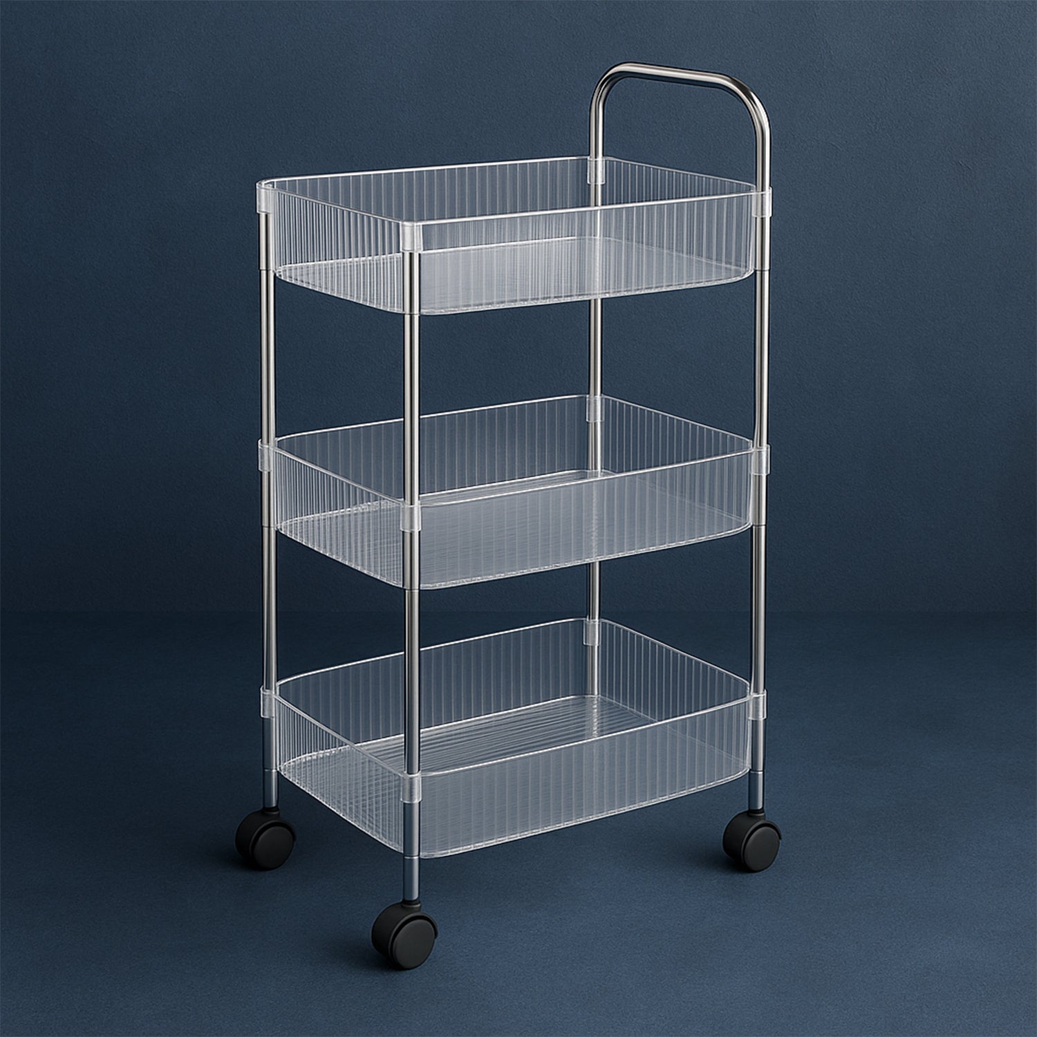 Apex Sapphire 3-layer Multipurpose Storage Trolley With Wheels - Zidbik