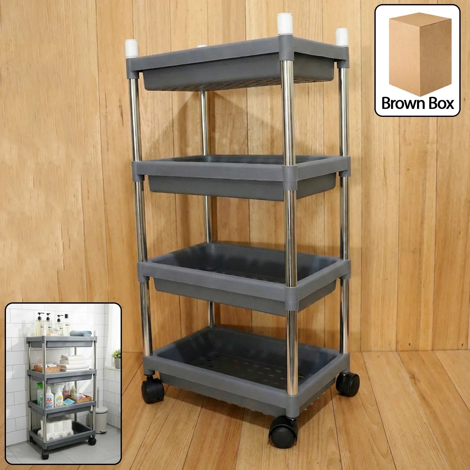 4-layer Rolling Storage Cart With Wheels Set - Zidbik