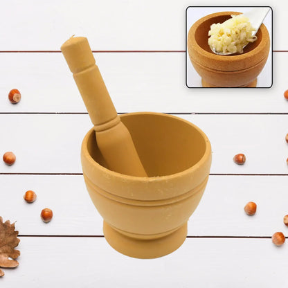 7193 Mortar And Pestle Set For Spices Okhli Masher Khalbatta Kharal Mixer Natural Traditional Grinder And Musal Well Design For Kitchen Home Herb - Zidbik