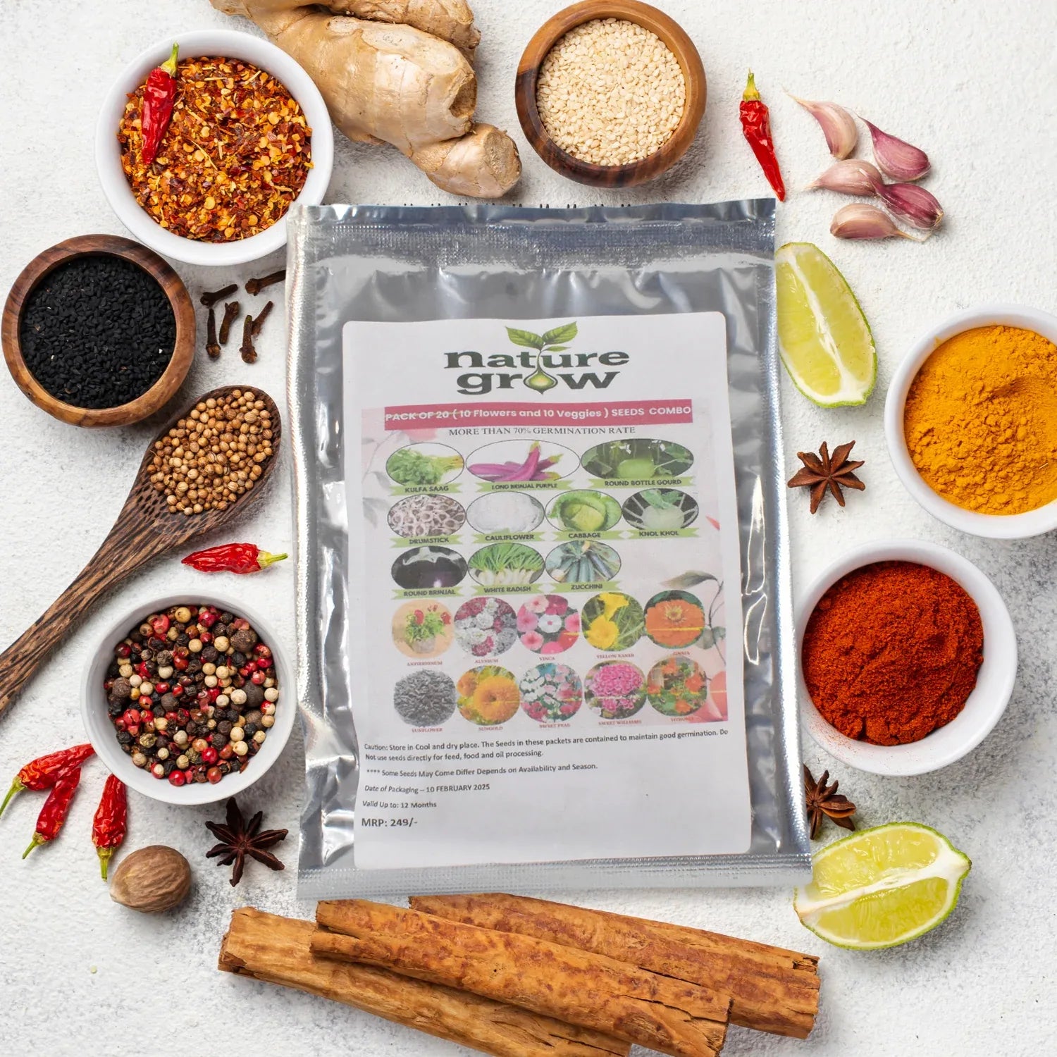 20 Varieties Of Vegetable Flower Seeds Combo (1 Pkt. 20 Varieties) - Zidbik