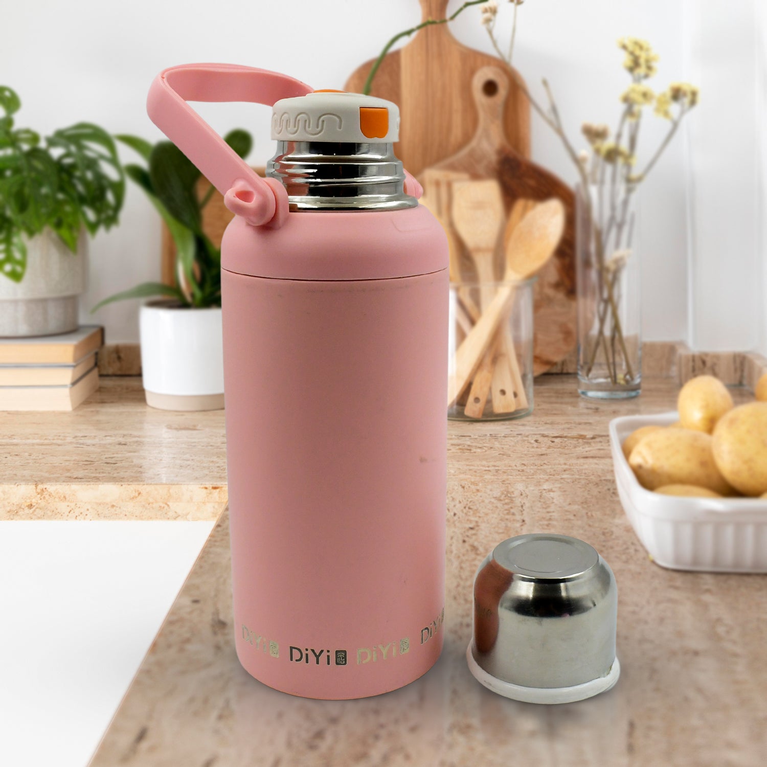 13036 Stainless Steel Tumblers 316 Stainless Steel Vacuum Insulated Cup  Bottle Portable Travel Kettle  Water Bottle With Handle Outdoor Large Capacity Sports Kettle Cups  Bottle (1300 Ml) - Zidbik