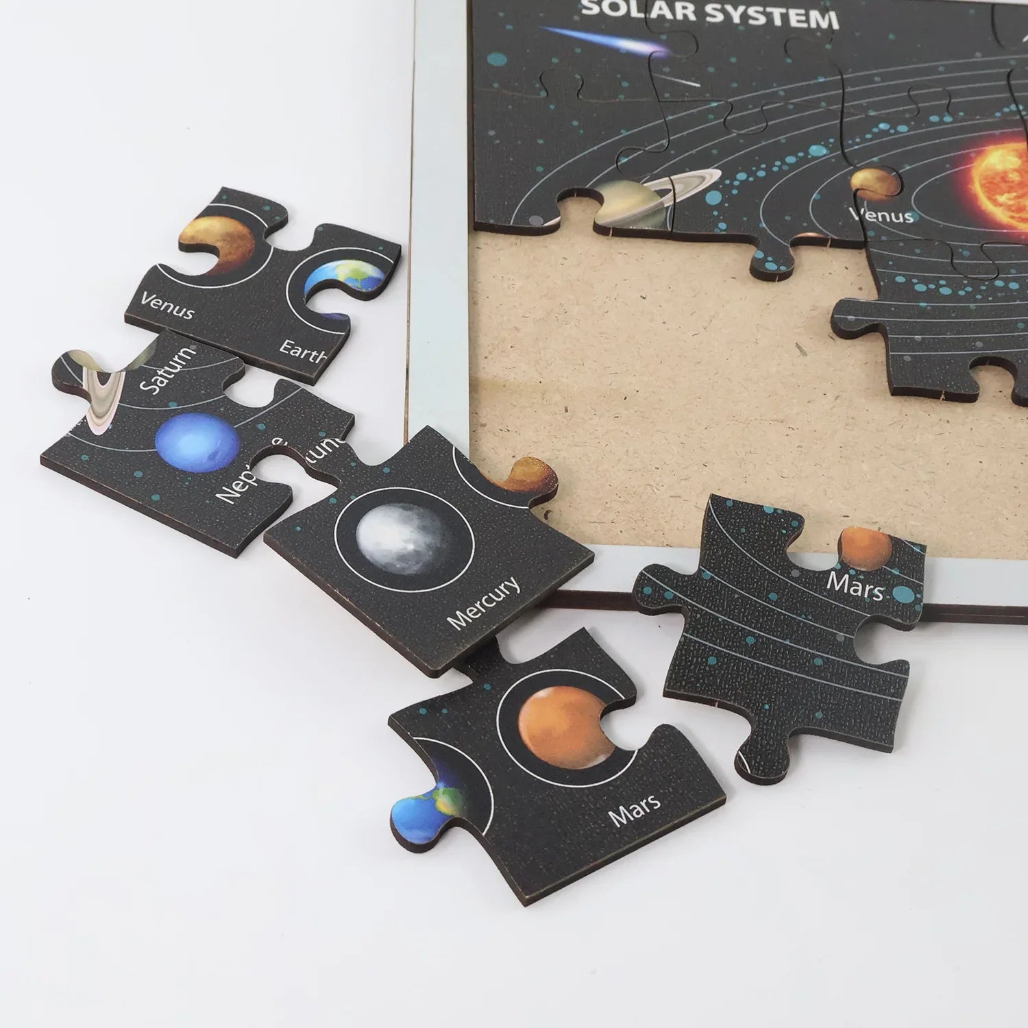 Wooden Solar System Puzzle For Kids - (1 Set) - Zidbik