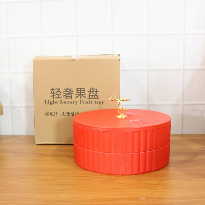 2 Layer Multipurpose Decorative Dry Fruit And Snack Serving Tray (1 Pc) - Zidbik