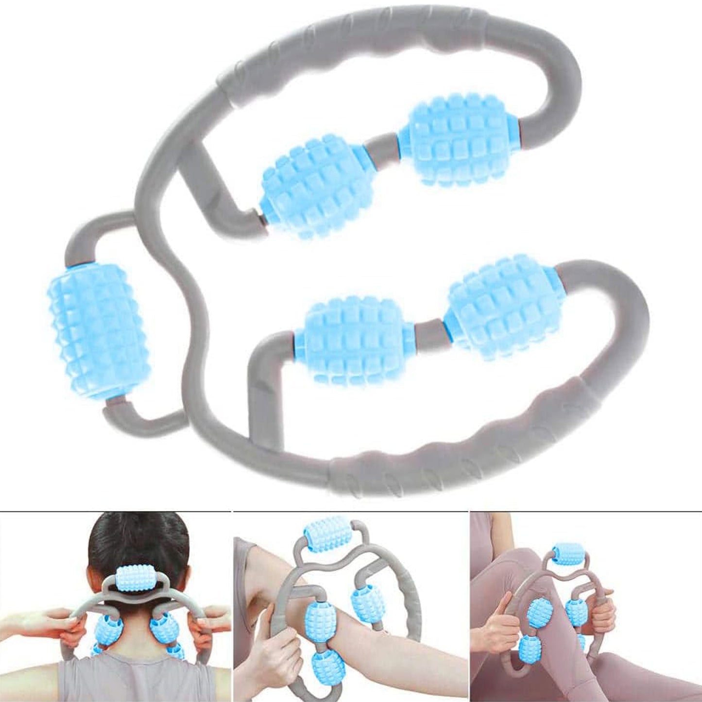 0265 Muscle Massage Roller 5 Wheels Relieve Soreness Leg Muscle Roller Fitness Roller Muscle Relaxer Massage Roller Ring Clip All Round Massaging Uniform Force Elastic Pp Drop Shaped For Home Use (1 Pc) - Zidbik