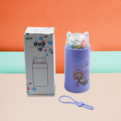 6953 Girl Glass Water Bottle For School With Kid Sparkle Strap Cat Lid Sequins Glitter Glass Cup Birthday Gift Children 350ml (Moq - 80 Pc) - Zidbik