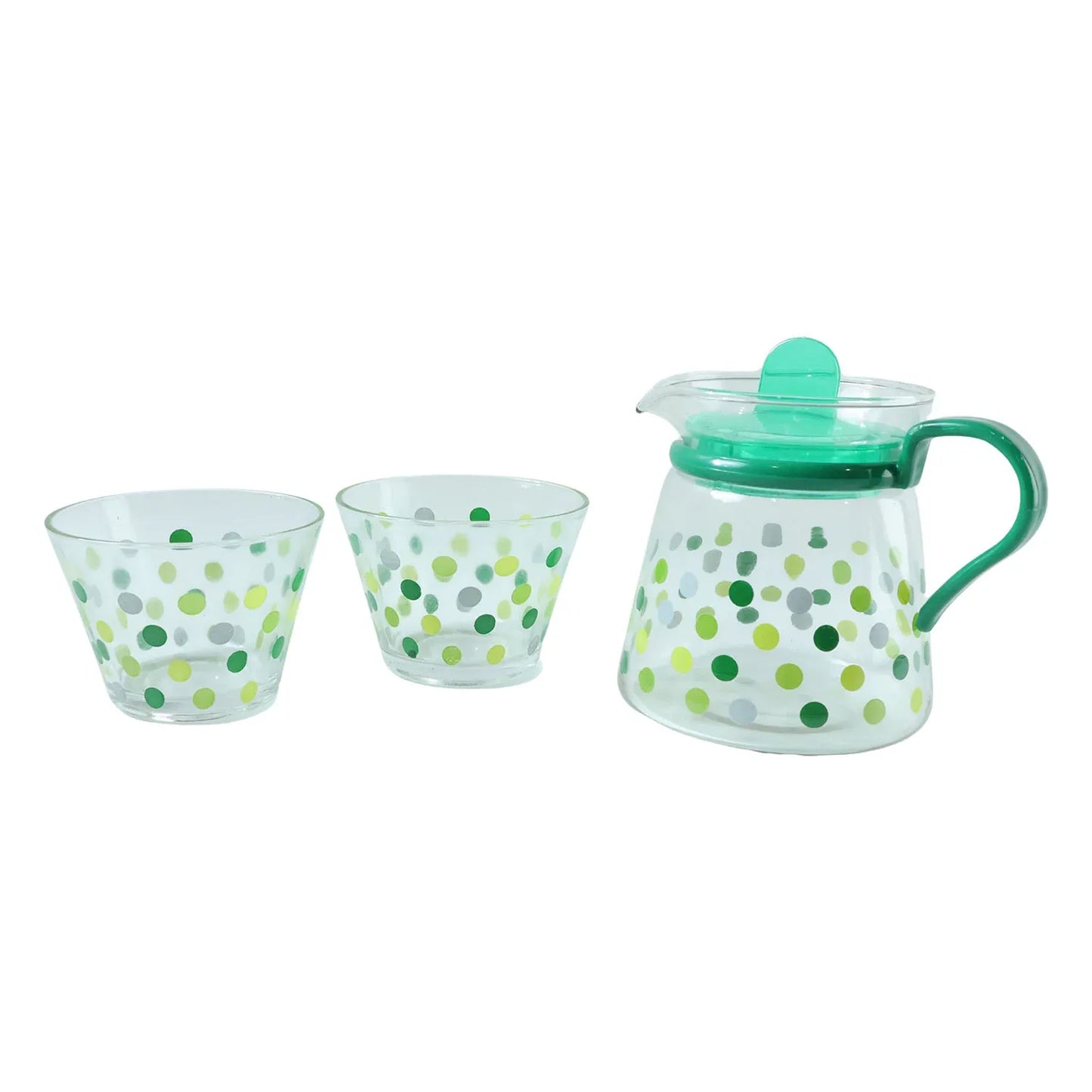 Elegant Glass Tea Pot With Matching Cups Set (1 Set) - Zidbik