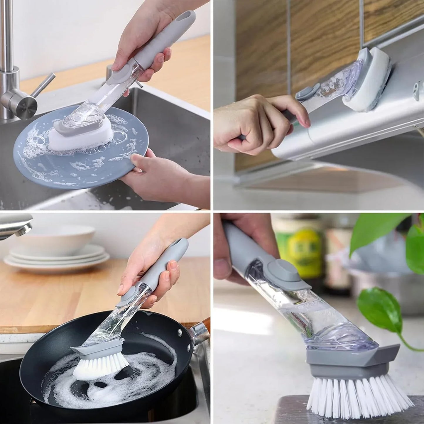 2 In 1 Soap-dispensing Dish Brush - (Set) - Zidbik