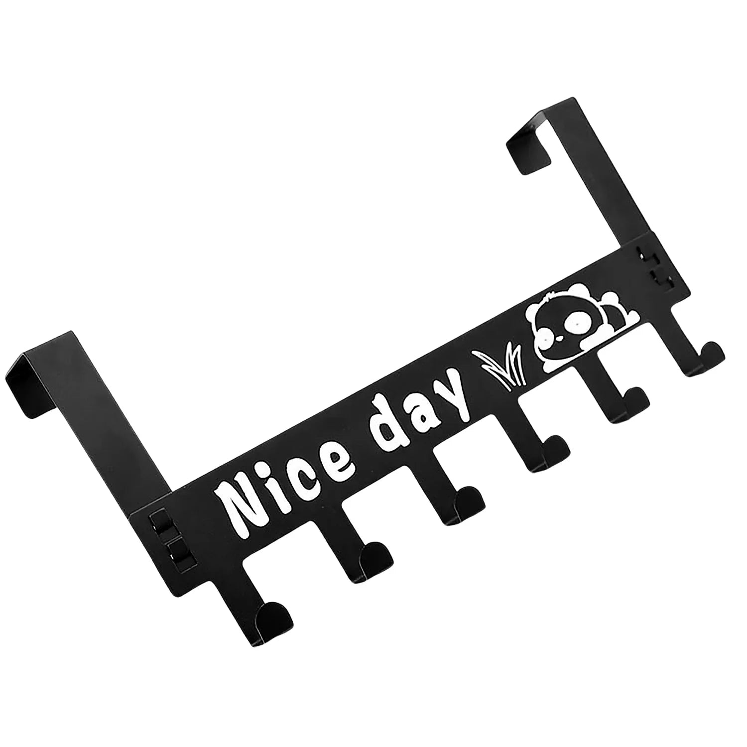 8536 Heavy-duty Carbon Steel Cartoon Nice Day Over Door Hook Hanger Rack Towel Hanger Removable Door Hook Coat Scarf Cloths Hanger (1 Pc 6 Hook) - Zidbik
