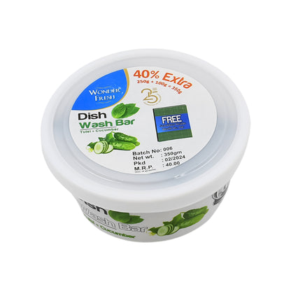 Fresh Mix Flavor Round Dishwash Bar With Super Scrubber Free Complete Dishwashing Solution Tough Stains Remover (350 Gm) - Zidbik