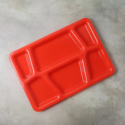 Plastic Multi-compartment Rectangular Meal Serving Tray Plate (1 Pc Red) - Zidbik