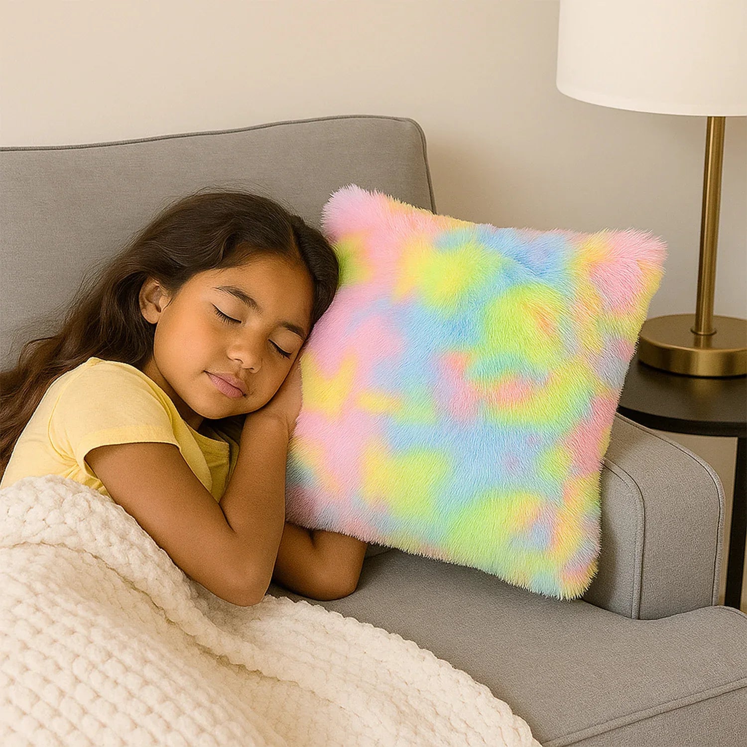 Soft Plush Multicolor Rainbow Cushion Pillow (1 Pc) - Zidbik