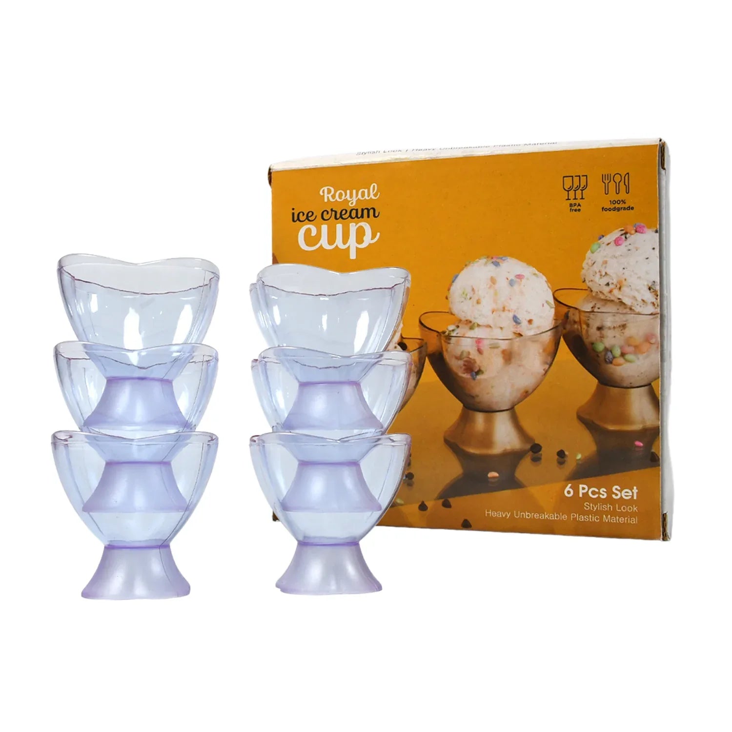 5343 New Modern Style Dessert Ice Cream Bowl Plastic 6pcs For Home Office Party Use - Zidbik